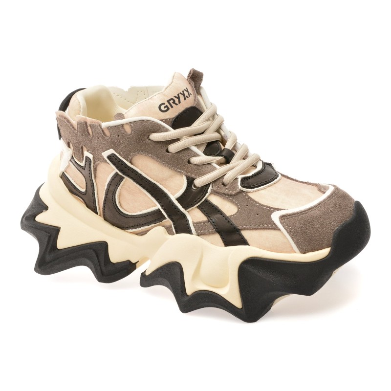 Pantofi sport GRYXX bej, 1008617, din material textil si piele naturala