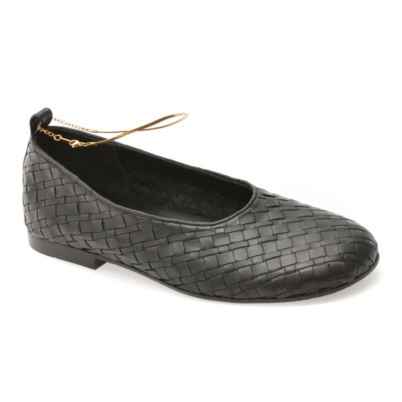 Balerini GOLD DEER negri, 420727, din piele naturala