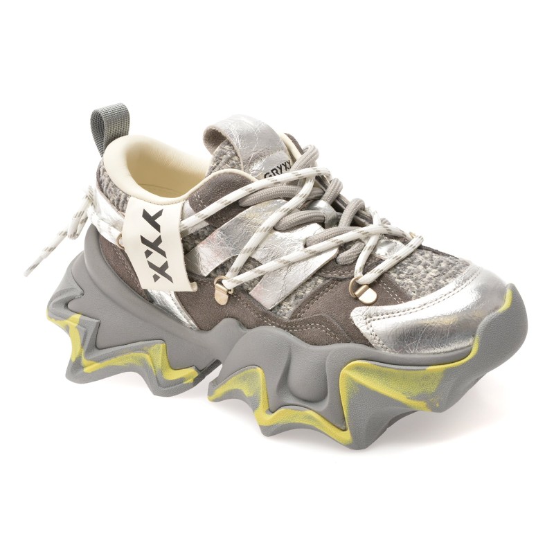 Pantofi sport GRYXX gri, 1008612, din material textil si piele naturala