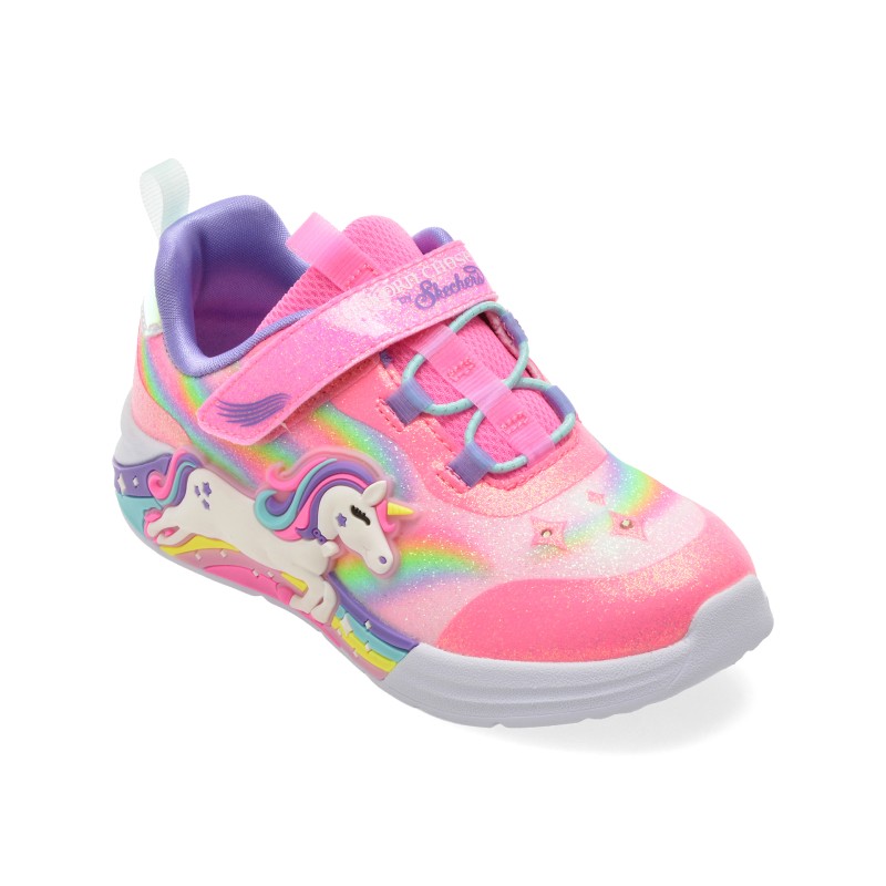 Pantofi sport SKECHERS roz, UNICORN CHASER, din material textil