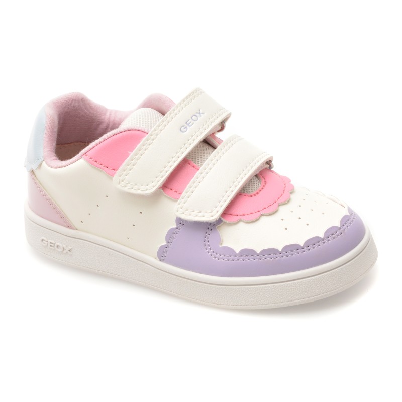 Pantofi sport GEOX albi, B555MA, din piele ecologica