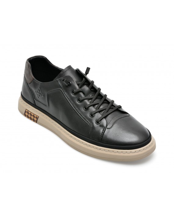 Pantofi OTTER negri, F2729, din piele naturala