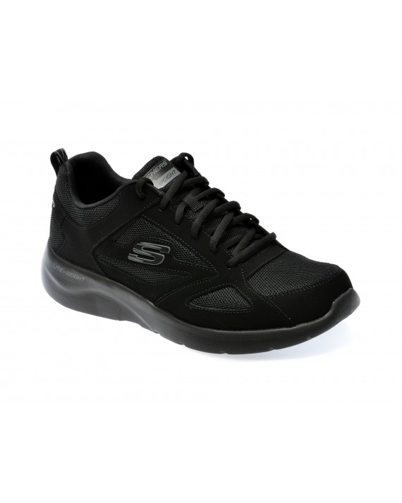 Pantofi SKECHERS negri, DYNAMIGHT 2.0, din piele ecologica si material textil