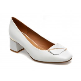 Pantofi EPICA albi, C4365, din piele naturala