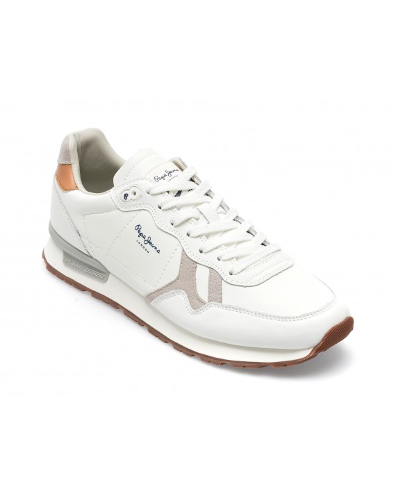 Pantofi sport PEPE JEANS albi, MS30850, din piele naturala