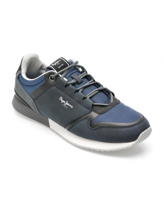 Pantofi sport PEPE JEANS bleumarin, MS30884, din piele ecologica si material textil