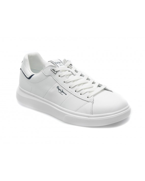 Pantofi sport PEPE JEANS albi, MS30896, din piele naturala