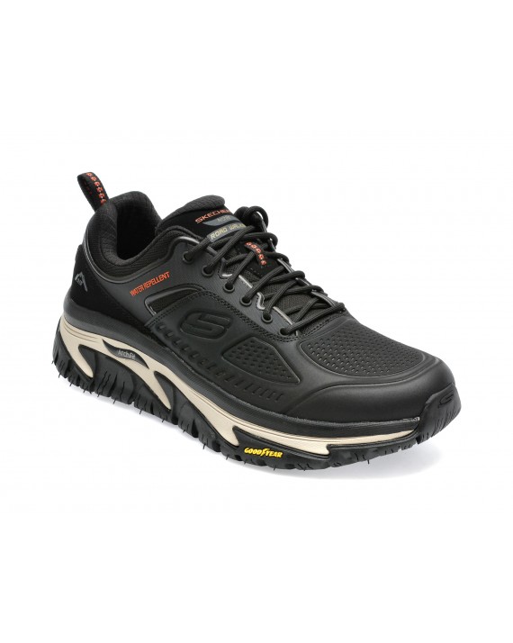 Pantofi sport SKECHERS negri, ARCH FIT ROAD WALKER, din piele naturala si piele ecologica