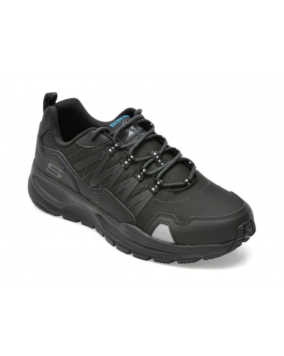 Pantofi sport SKECHERS negri, ESCAPE PLAN 2.0, din material textil si piele naturala