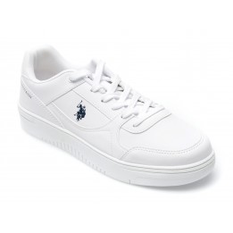 Pantofi sport US POLO ASSN albi, LEE2PE, din piele ecologica