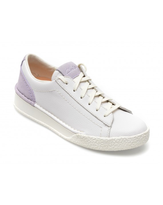 Pantofi sport CLARKS albi, CRAFTCUP WALK J9-N, din piele naturala