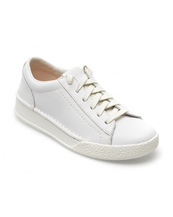 Pantofi sport CLARKS albi, CRAFTCUP WALK 13-N, din piele naturala