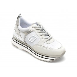 Pantofi sport LIU JO albi, MAXWO20, din piele naturala si piele ecologica