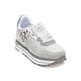 Pantofi sport LIU JO argintii, MAXWO01, din material textil si piele naturala