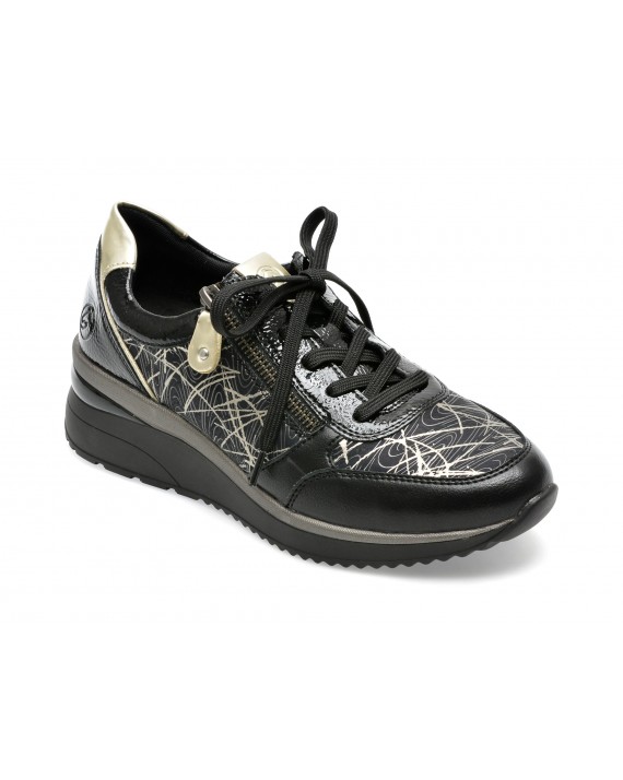 Pantofi REMONTE negri, D2400, din piele ecologica