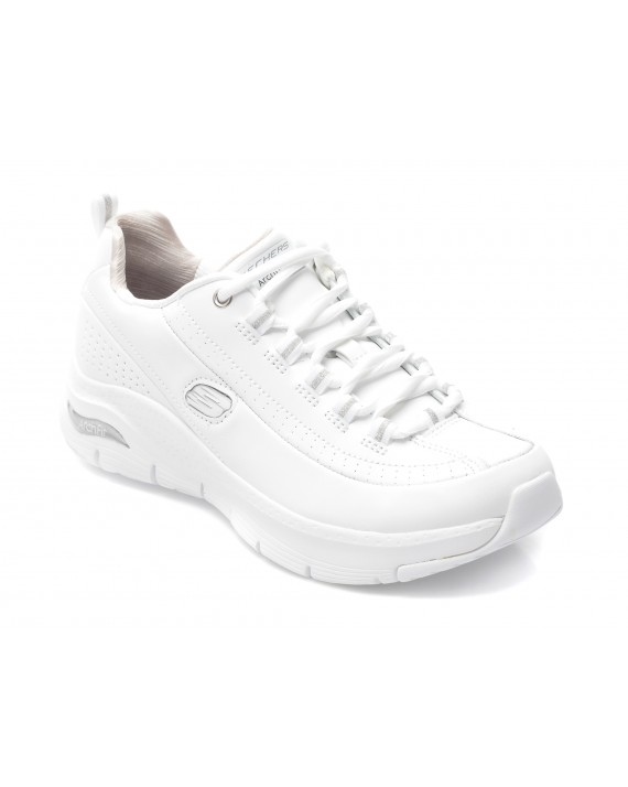 Pantofi sport SKECHERS albi, ARCH FIT, din piele naturala
