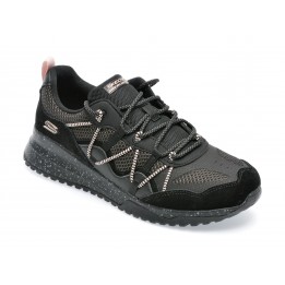 Pantofi sport SKECHERS negri, BOBS SQUAD 3, din material textil