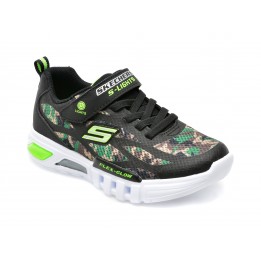 Pantofi sport SKECHERS negri, FLEX-GLOW, din material textil si piele ecologica