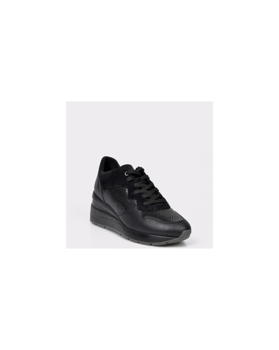 Pantofi sport GEOX negri, D828LC, din material textil si piele naturala