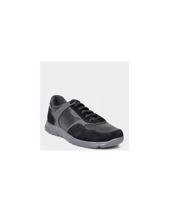 Pantofi sport GEOX negri, U940HA, din material textil si piele naturala