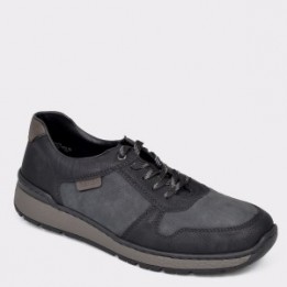 Pantofi RIEKER negri, B9014 din piele ecologica