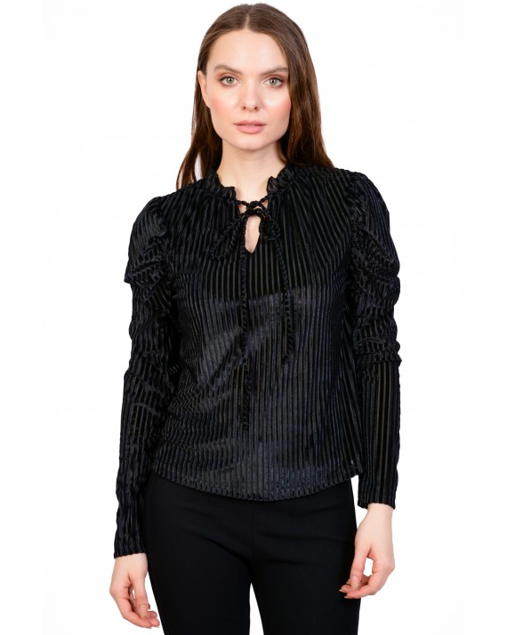 Bluza eleganta neagra din catifea 9089 NG