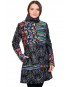 Palton dama negru cu insertii tricotate 171916 NG