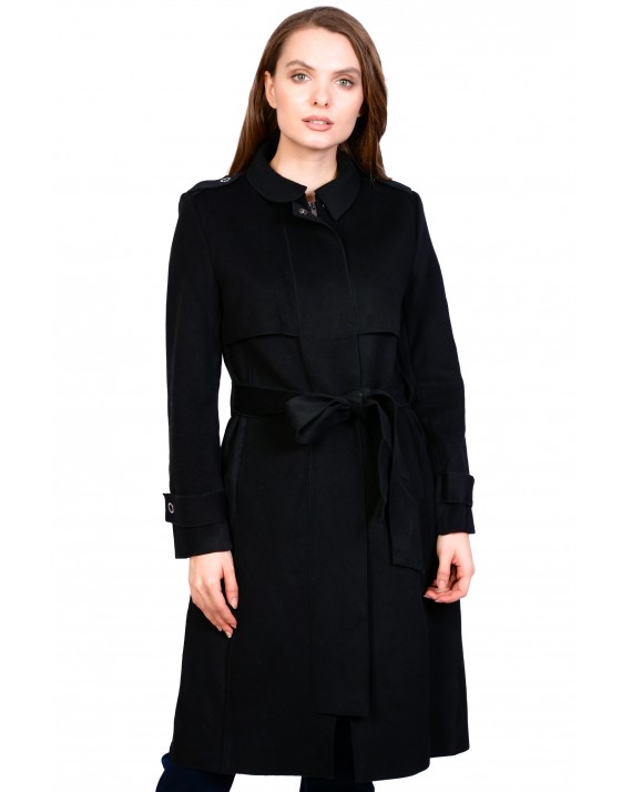 Palton elegant negru din stofa AT8237 NG