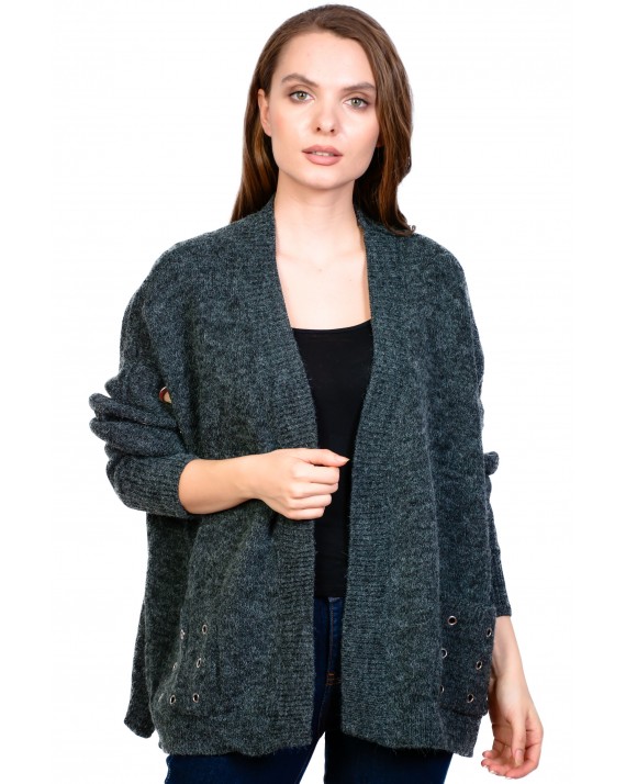 Pulover casual gri tip cardigan 1359 G